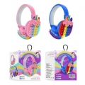 Wireless Bluetooth Headphones Pop Push Bubble Fidget Headset Toy, Simple Rainbow Colors, Stereo Wireless Bluetooth Headset，rosa