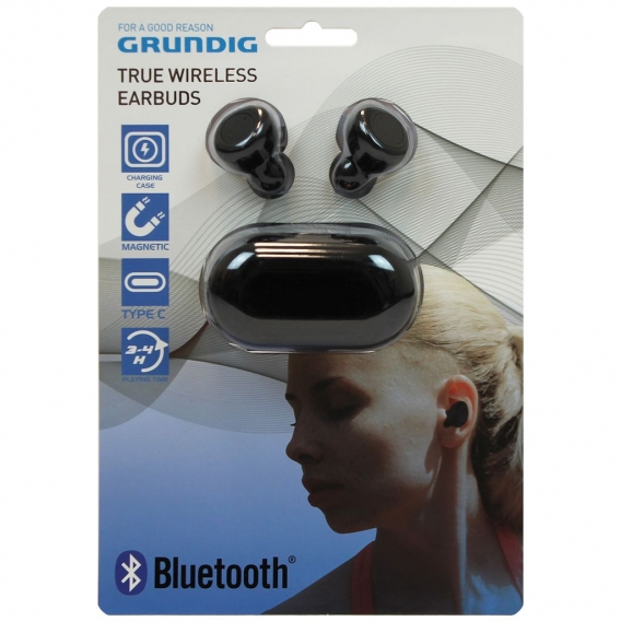 Grundig Bluetooth In-Ear-Kopfhörer mit Ladestation in 2 Farben, Farbe:Schwarz