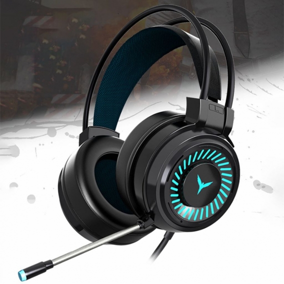 Profi Gaming Kopfhörer Headset mit Mikrofon 3.5mm für PC Laptop PS4 Xbox One Schwarz + Blau, Headset mit Mikrofon