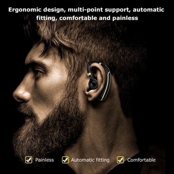 FC1 Business Bluetooth 5.0 Headset Drahtlose Kopfhörer Ohrbügel Kopfhörer Noise Cancelling Freisprechen mit Mic Voice Broadcast[