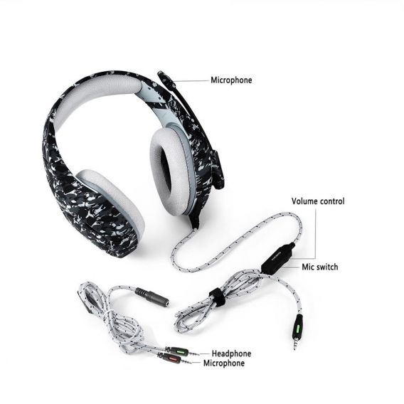 ONIKUMA K1 3,5 mm Gaming Headsets mit Mikrofon Stereo Sound Noise Reduction Musik Kopfhoerer für PC Neue Xbox Laptop DS PSP Tarn