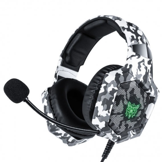 K8 PS4 Headset Camouflage Casque Kabelgebundener PC Gamer Stereo Gaming Kopfhörer mit Mikrofon LED Leuchten für XBox One / Lapto