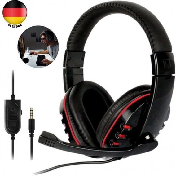 Gaming Headset Mikrofon Stereo Surround Kopfhörer 3,5 mm verkabelt für PS4 Xbox PC Xboxone