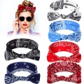 6 Stück Paisley Stirnbänder Boho Bogen Bandana Knoten Kopfbedeckung Retro Blume Gedruckt Elastische Kaninchen Ohr Haarband für M