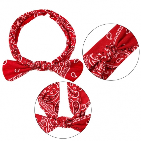 6 Stück Paisley Stirnbänder Boho Bogen Bandana Knoten Kopfbedeckung Retro Blume Gedruckt Elastische Kaninchen Ohr Haarband für M