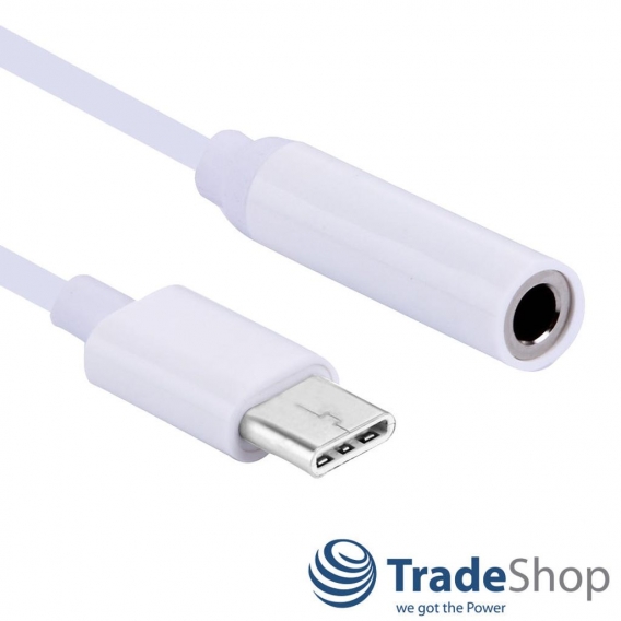 Hochwertiger Audio Adapter USB-C auf 3,5mm Klinkenanschluss AUX für viele Smartphones ohne eigenen Kopfhörer-Eingang / 10cm lang