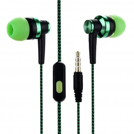 More about 3,5 mm geflochtenes Kabel Wirot Stereo Deep Bass Kopfhoerer In-Ear Headset mit Mic-Gruen