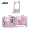 Wireless Bluetooth Kopfhörer Katze Ohr Headset LED Licht Kopfhörer w/Mikrofon für Kinder/Teenager/Jungen/Mädchen Farbe Pink Grey