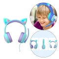 Kid LED leuchtende Mode entzückende Katzenohr-Stereo-Kopfhörer On-Ear-Headsets mit Mikrofon für Smartphones Farbe Kabelgebundene