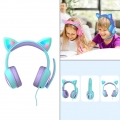 Kid LED leuchtende Mode entzückende Katzenohr-Stereo-Kopfhörer On-Ear-Headsets mit Mikrofon für Smartphones Farbe Kabelgebundene