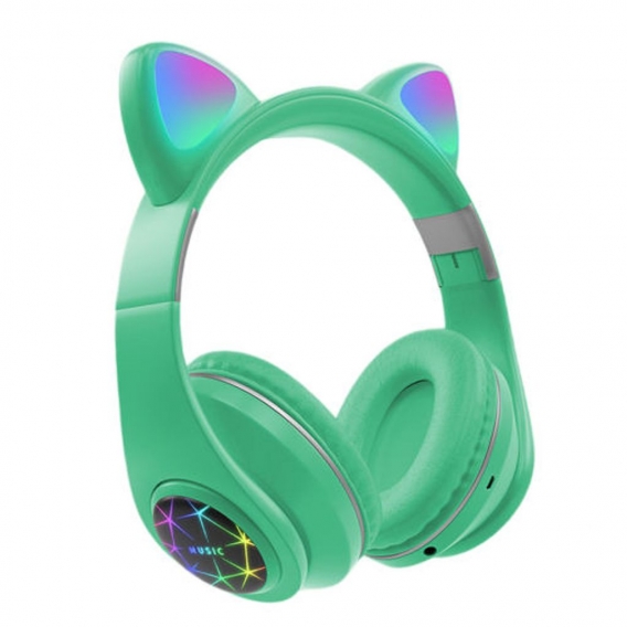 Bluetooth Kopfhörer Wireless Over Ear Cat Ear Kopfhörer mit Faltbarem LED Licht, Integriertem Mikrofon Und Lautstärkeregler für 