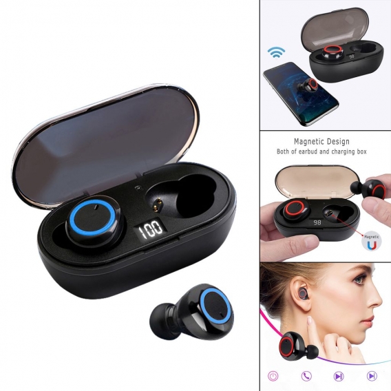 F1 True Wireless Earbuds Kopfhörer Game Noise Cancelling Laufen Touch Control Headset für Sport Gym iOS und Android Farbe Blau