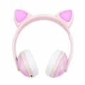 Kinder LED 7 Farben Licht blinkende Katzenohr Bluetooth Kopfhörer Headsets Farbe Rosa