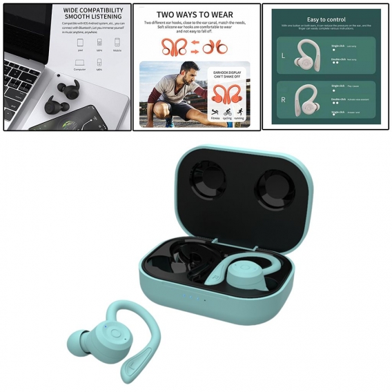 Kabelloser Bluetooth-Ohrhörer, Bluetooth V5.0 mit Dual-Mikrofon, Noise Cancelling-Ohrhörer, Freisprech-Ohrhörer mit Ladeetui für