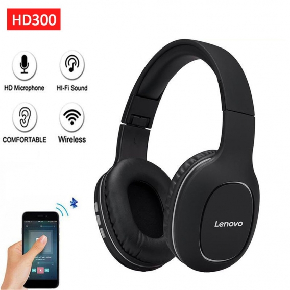 Lenovo HD300 Wireless Bluetooth 5.0 Kopfh?rer Faltbar š¹ber dem Ohr Headset Sportmusik Kopfh?rer 3,5 mm AUX IN TF-Karte MP3-Play