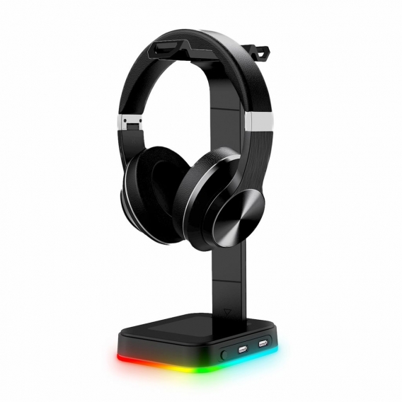 RGB-Gaming-Kopfhoererstaender Headset-Halter Aufhaenger mit kabellosem Ladegeraet Stabile Basis fuer alle Over-Ear-Kopfhoerer Sc