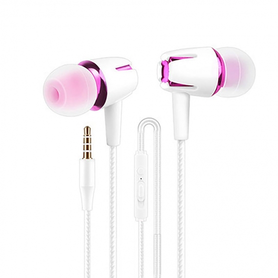 Ohrhörer Komfortable Geräuschreduzierung Leichte kabelgebundene In-Ear-Ohrhörer für Sport, Rosa