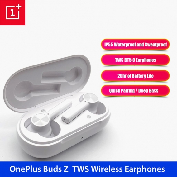 OnePlus Buds Z TWS Wireless BT 5.0-Kopfhoerer IP55 Wasserdicht und schweissfest 2Mic mit Ladebasis Umgebungsgeraeuschunterdrueck