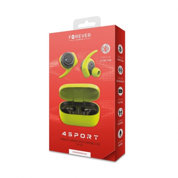 Forever 4Sport TWE-300 Wireless Earbuds Kopfhörer In-Ear Headset mit aufladbarem Case Sport mit Mikrofon kompatibel mit Smartpho