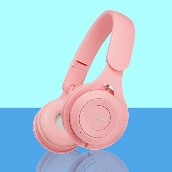 Wireless Bluetooth Kopfhörer Headset Über Ohr Klapp, Batterie Kapazität 150mAh, mit Tiefen Bass Farbe Rosa