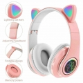 Universal Cat Ear Wireless Bluetooth 5.0 Headset Kopfhörer EarBuds Rot Farbe Rosa