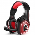 Gaming Headset PS4 PC Kopfhörer mit RGB Licht Mikrofon Surround Sound 3,5mm Schwarz-Rot