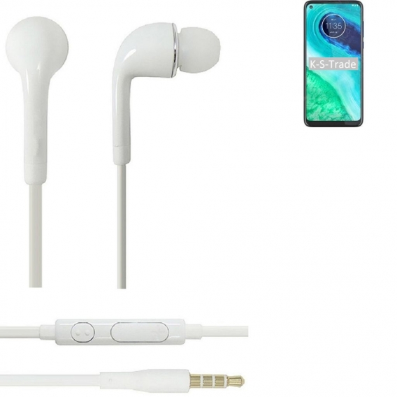 K-S-Trade Kopfhörer Headset kompatibel mit Motorola Moto G8 mit Mikrofon u Lautstärkeregler weiß 3,5mm Klinke Kabel Headphones O