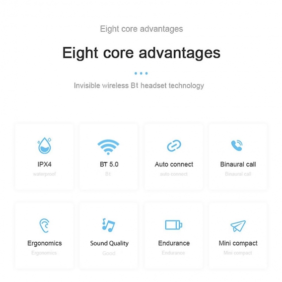 TWS Stereo-Kopfhoerer Drahtlose Ohrhoerer BT 5.0-Kopfhoerer mit Touch Control IPX4 Wasserdichte Sportkopfhoerer mit Dual Noise R