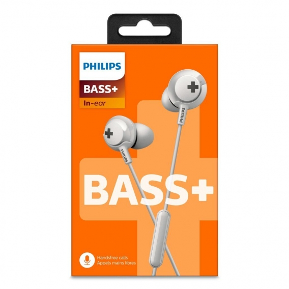 Philips In-Ear-Kopfhörer SHE4305WT/00 - Leistungsstarker Bass - mit Mikrofon - Weiß