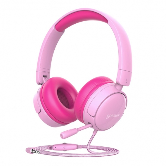 Kinder Over-Ear-Headset-Kopfhörer einstellbar mit 85dB begrenzter Lautstärke Noise Cancelling Leicht Farbe Rosa