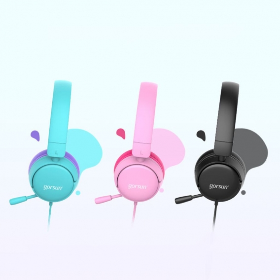 Kinder Over-Ear-Headset-Kopfhörer einstellbar mit 85dB begrenzter Lautstärke Noise Cancelling Leicht Farbe Rosa