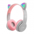 Cat Ear Wireless Headset Faltbarer Lautstärkeregler Noise Cancelling Surround Sound Leichte Kopfhörer für den Online-Unterricht 