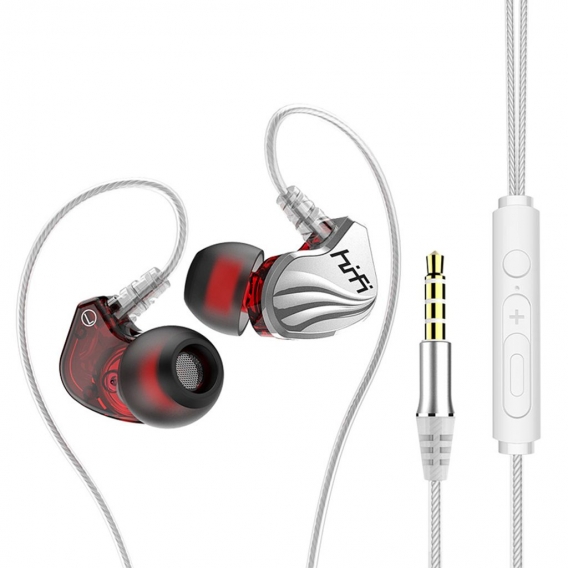 6D 4-Kern Dual Moving Coil In-Ear 3,5 mm HiFi-Bass Kabel Kopfhoerer Sport Headset-Silver-3,5 mm