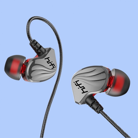 6D 4-Kern Dual Moving Coil In-Ear 3,5 mm HiFi-Bass Kabel Kopfhoerer Sport Headset-Silver-3,5 mm