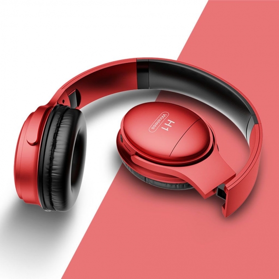 Over Ear Wireless Headphones Deep Bass Folding Noise Cancelling Headset Mit Mikrofon Farbe rot