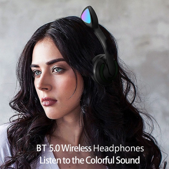 LED Katze Ohr Kopfh?rer RGB Farbe Bluetooth 5.0 Headsets Noise Cancelling Faltbare Erwachsene Kinder Kopfh?rer mit Mikrofon