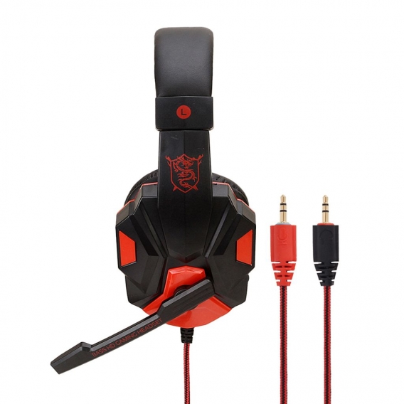 Soyto SY830MV Stereo Gaming Headset Lautstärkeregler mit Mikrofon für PC-(rot)