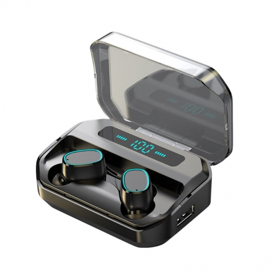 Wireless Bluetooth 5.0 Digitalanzeige Kopfhoerer In-Ear-Ohrhoerer Kopfhoerer Schwarz