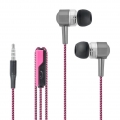 In Ear Sport Kopfhörer Stereo Headset Nylon Kabel mit Mikrofon 3,5mm für Handy iPhone Samsung Galaxy Sony Xperia Huawei Pink