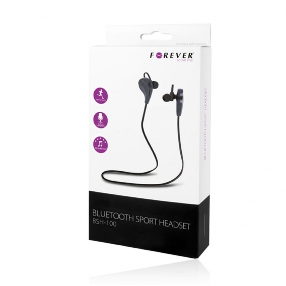 Forever Bluetooth Sport Headset Kabellos In-Ear Kopfhörer mit Mikrofon Hohe Klangqualität Stereo Wireless Earbuds in Schwarz