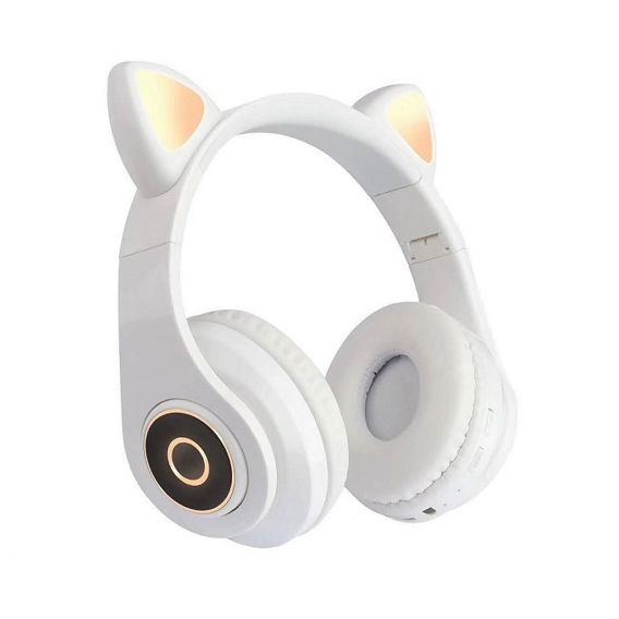 B39 Cute Cat Ear Headset Wireless BT5.0 Faltbarer Gaming-Kopfhoerer mit Flash-RGB-Leuchten Kopfhoerer TF-Kartenspiel / Kabelmodu