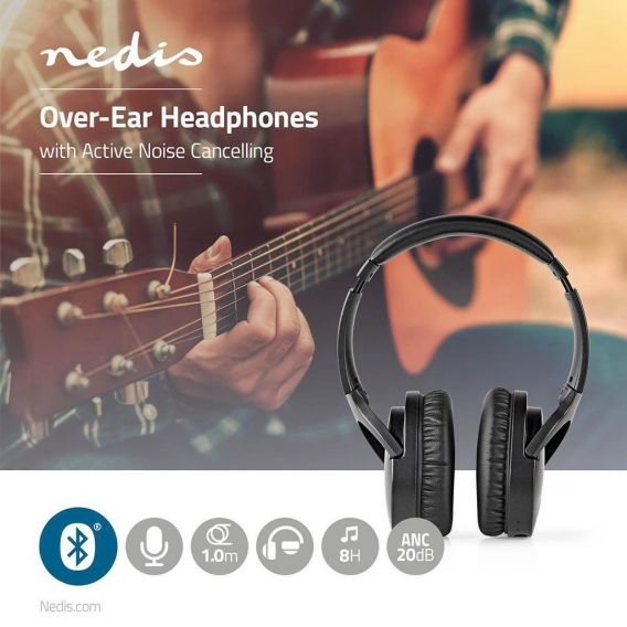 Nedis Funkkopfhörer  Bluetooth®  Over-Ear  Aktive Lärmkompensation (ANC)  Schwarz