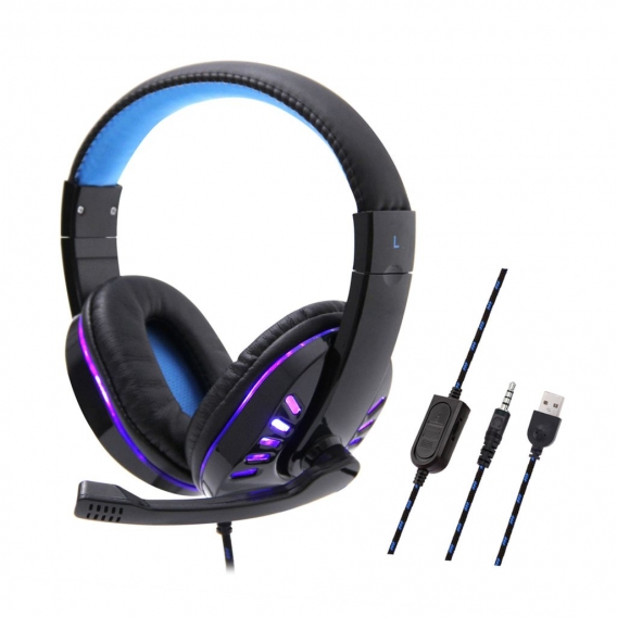 SY755MV Luminous Game Kopfhörer Over-Ear-Gaming-Headset mit Mikrofon PC Gamer 3,5-mm-Kopfhörer Geräuschunterdrückung Kompatibel