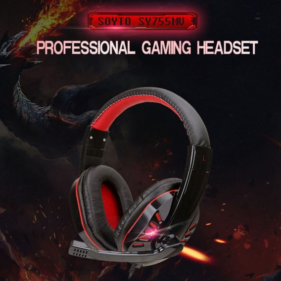 SY755MV Luminous Game Kopfhörer Over-Ear-Gaming-Headset mit Mikrofon PC Gamer 3,5-mm-Kopfhörer Geräuschunterdrückung Kompatibel