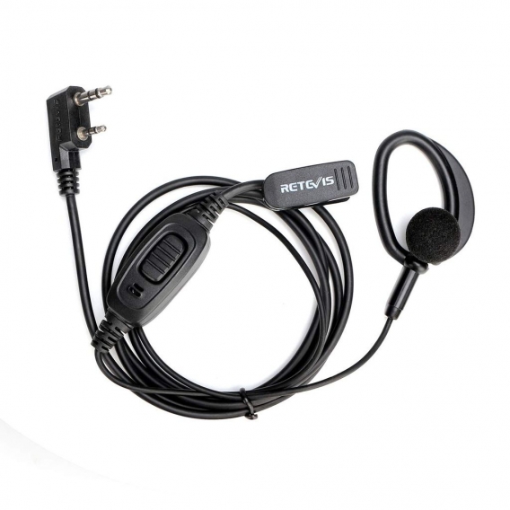 Retevis RT668 2-polig D-förmiger Ohrhaken Funksprechgerät Headset Kompatibel mit Retevis RT24 RT27 RT28 RT619 eSynic UV-5R BF-88