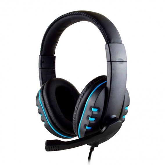 3,5 mm kabelgebundenes Gaming-Headset Kopfhörer HD-Mikrofon-Kopfhörer für Xbox-ONE für PS4-(Schwarz Blau)