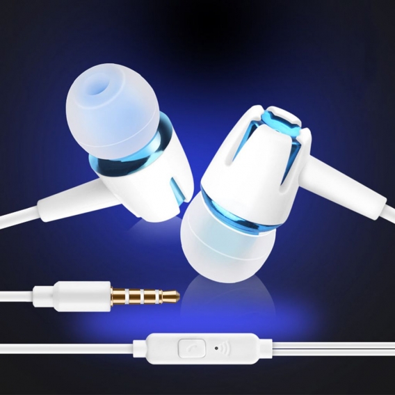 Kabelgebundenes universelles Stereo-In-Ear-Kopfhörer-Headset mit Geräuschunterdrückung und Mikrofon-(Blau)