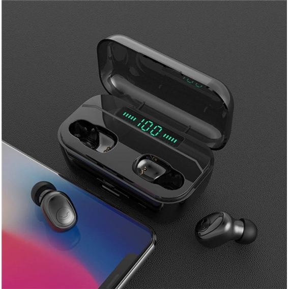 Drahtlose Kopfhörer Bluetooth-Stereo In Ear Headset Sport Ohrhörer IPX7 Wasserdichte tragbare Kopfhörer mit LED Display Ladekast