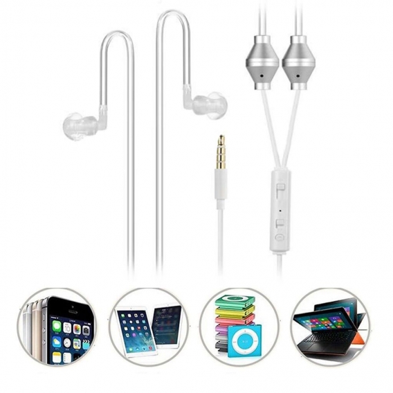 3,5 mm Universal Binaural Air Tube Earphones mit Strahlenschutz und Mikrofon für iPhone