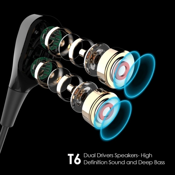 UiiSii T6 Dual Dynamic Driver Ohrhörer In Ear Balanced Armature Kopfhörer mit tiefer Bass Geräuschreduzierung Lautstärkeregelung